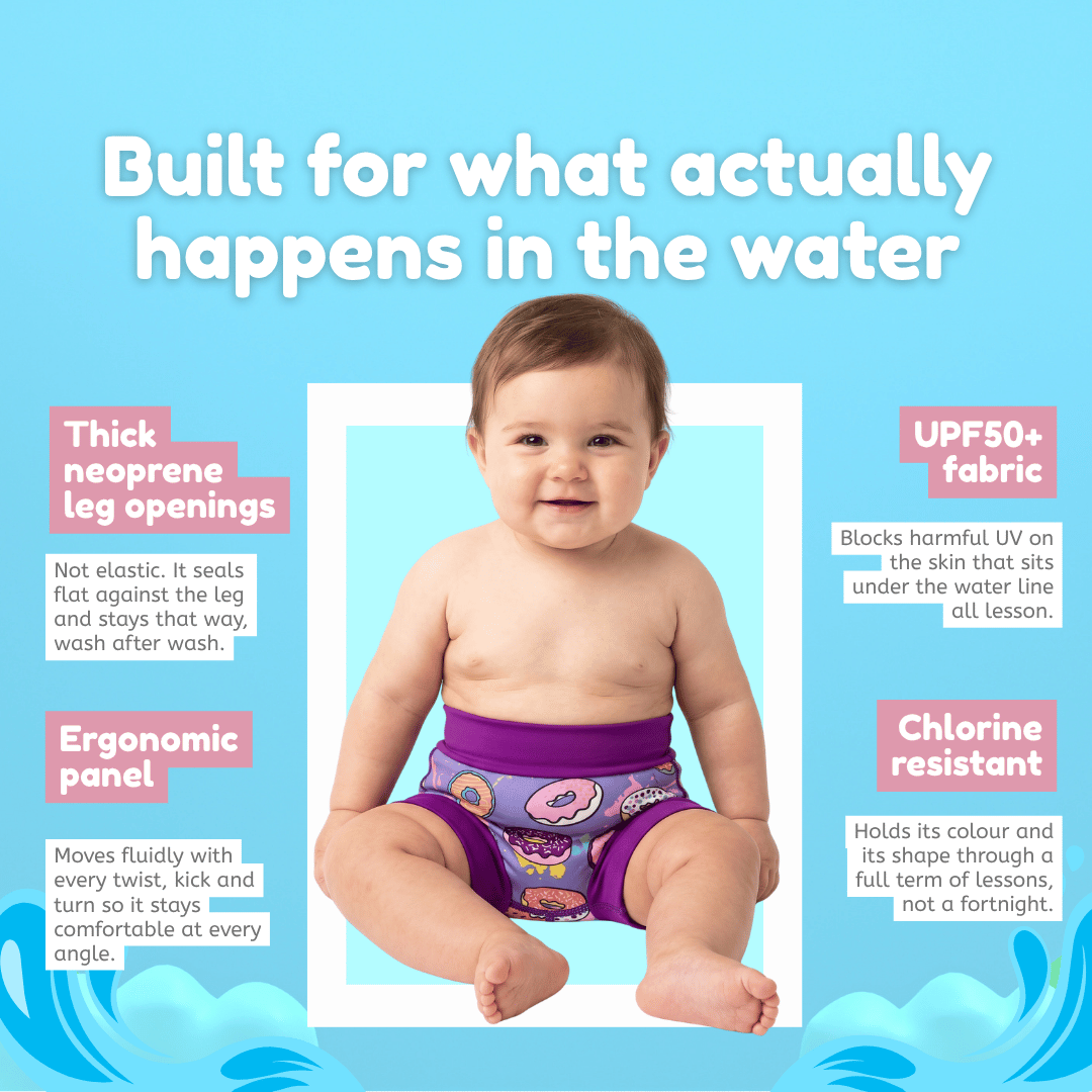Reusable Swim Nappy – Purple Donut Print | Betty Lyn
