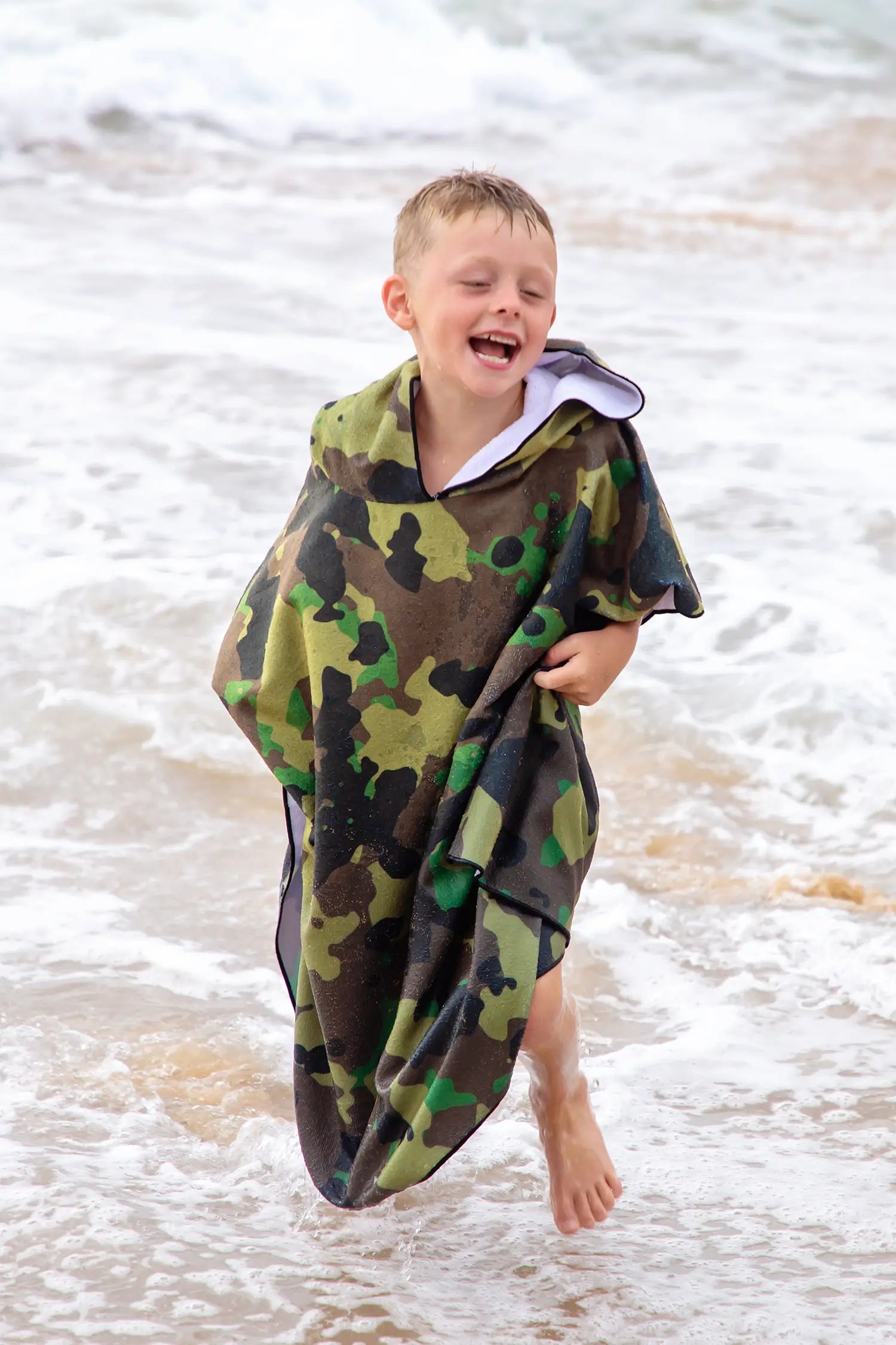 Kids Hooded Towel, Camo Green Print | Betty Lyn