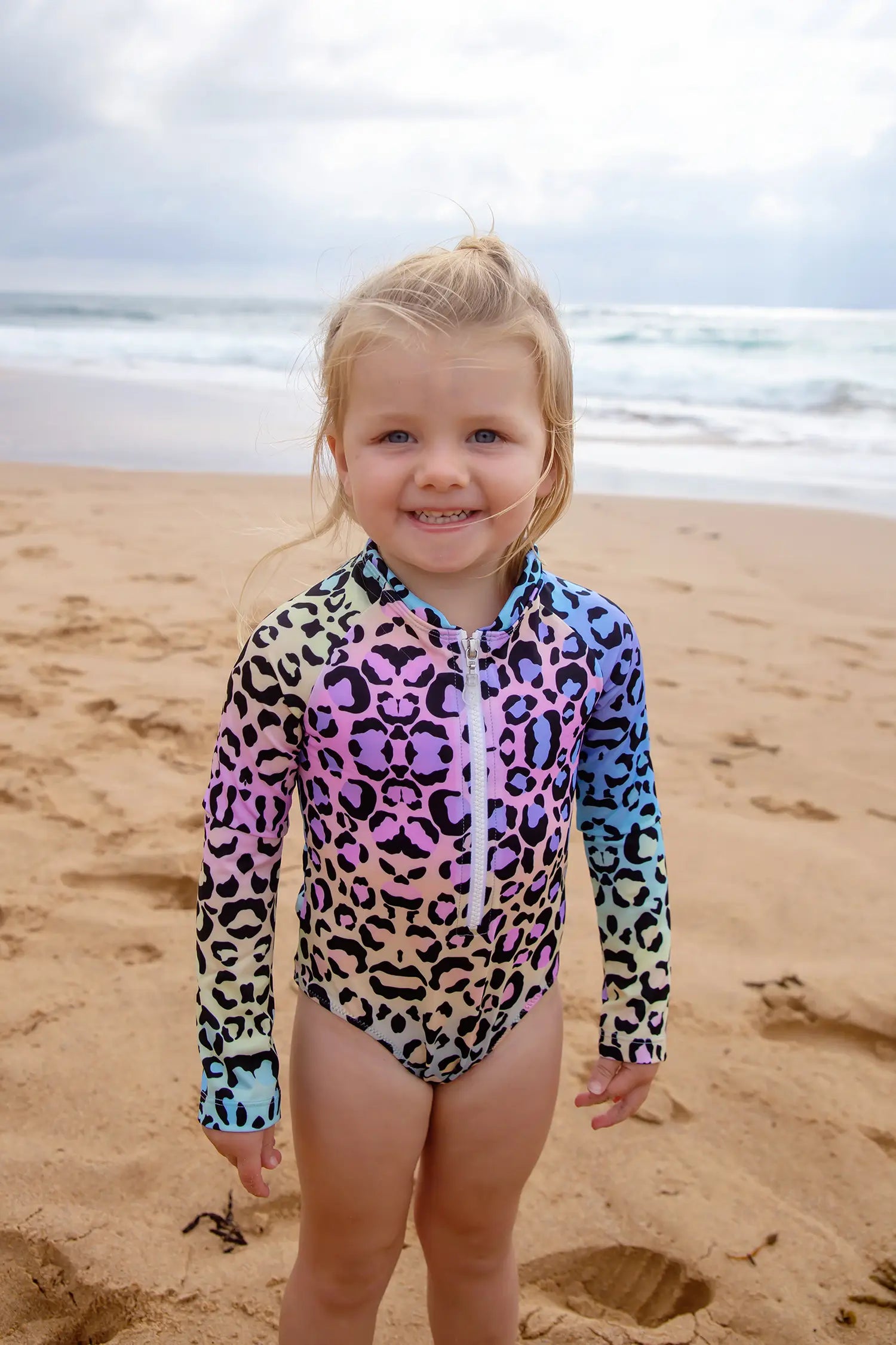 Long Sleeves Fun Leopard Swimwear