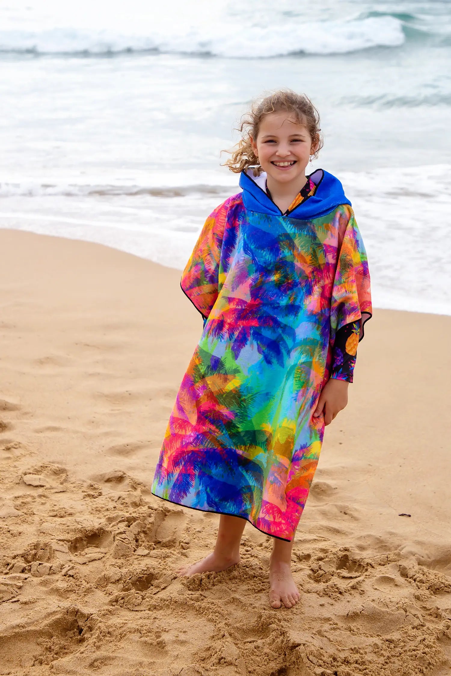 Kids Hooded Towel, Multi Palm Print | Betty Lyn
