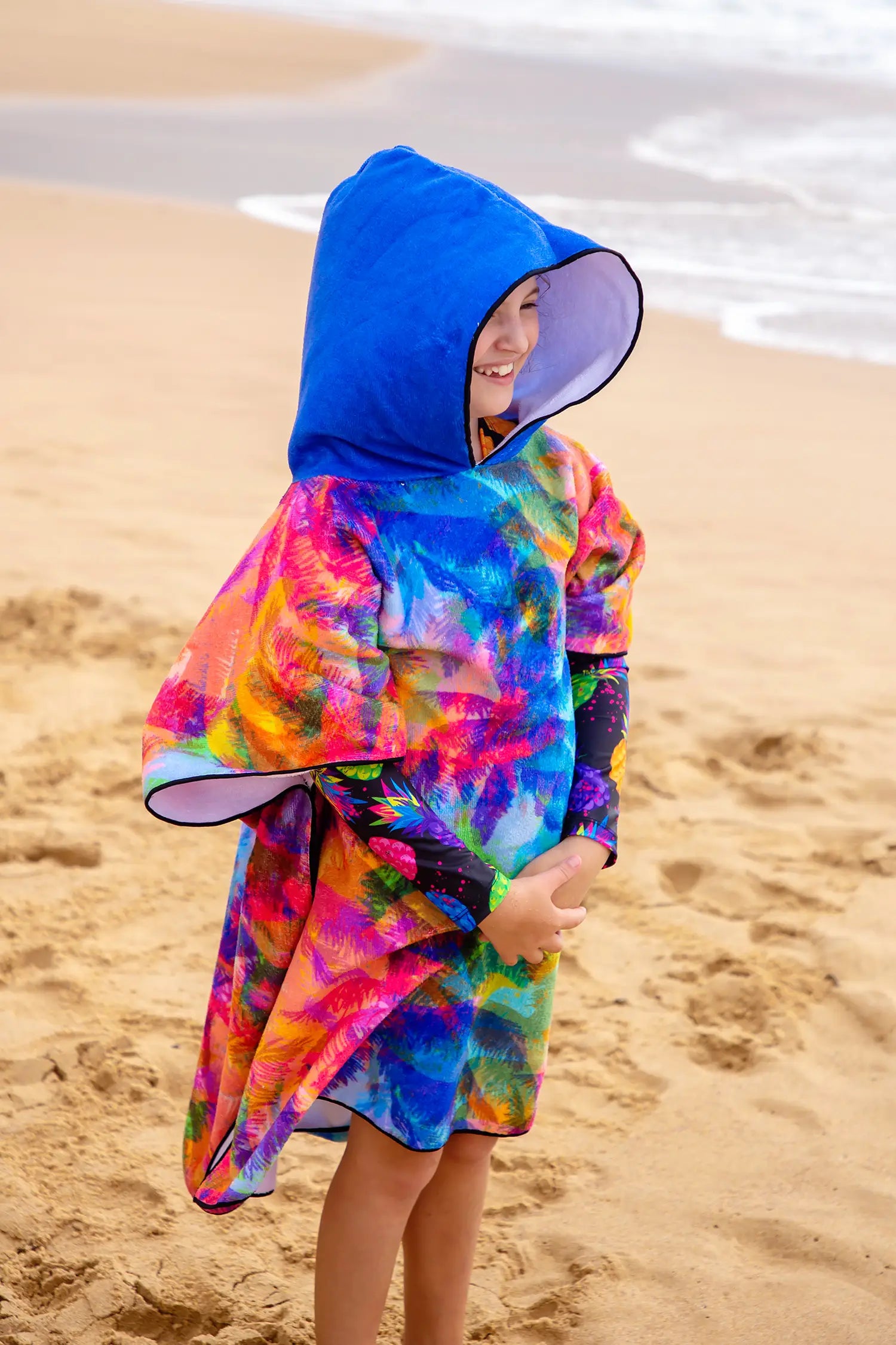 Kids Hooded Towel, Multi Palm Print | Betty Lyn