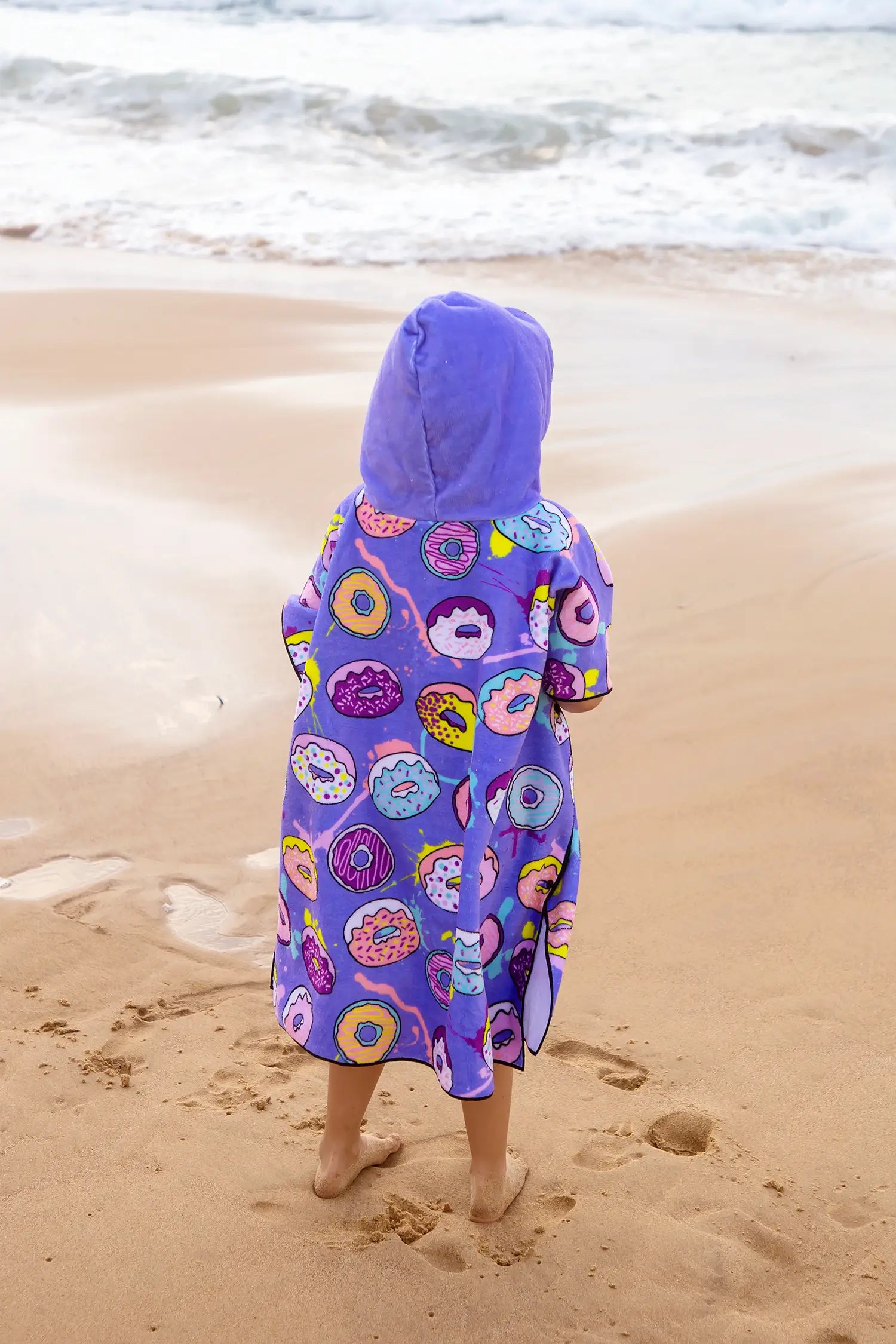 Kids Hooded Towel, Purple Donut Print | Betty Lyn